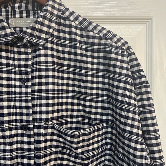 Everlane Women’s Boxy Oxford Button Down Navy White Plaid Medium Picnic Check - Picture 11 of 15